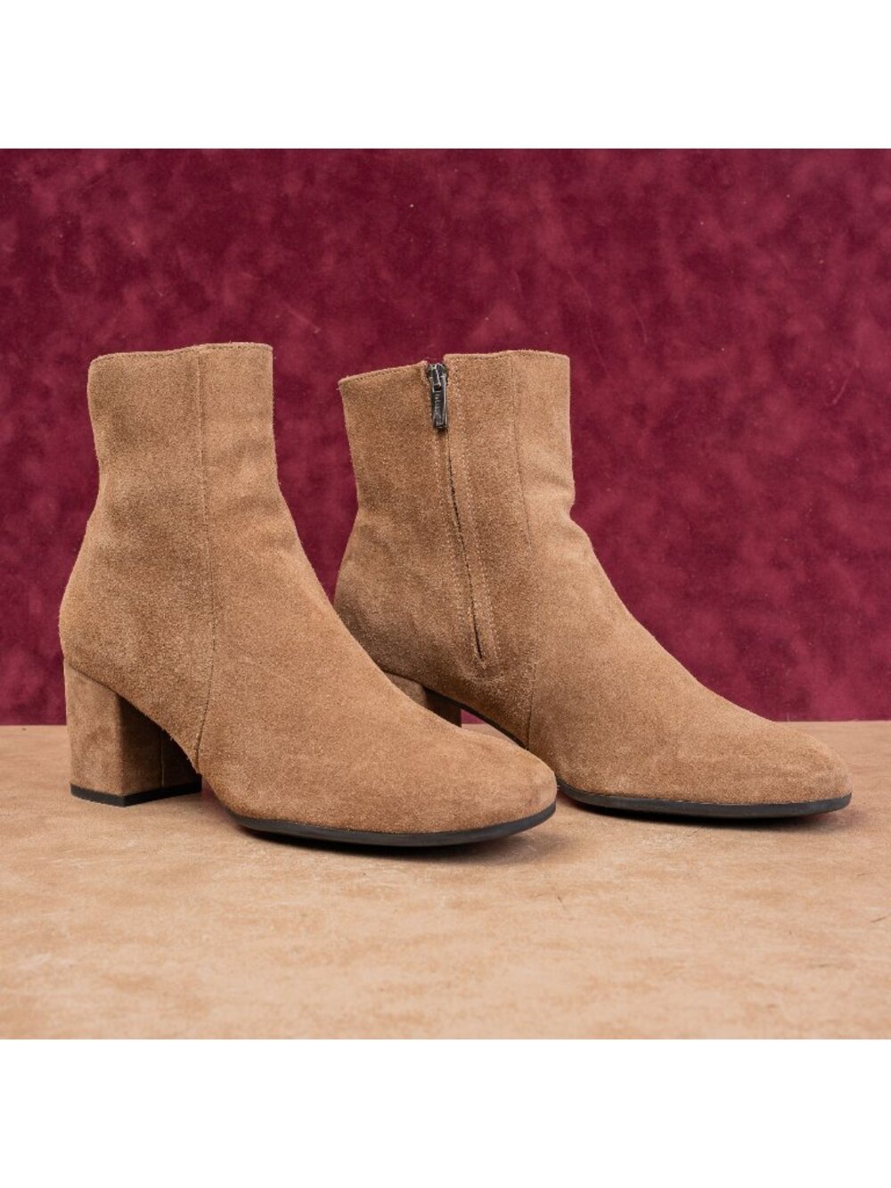 La Canadienne Women Joanie Waterproof Brown Suede Ankle Zip Boots sz 10